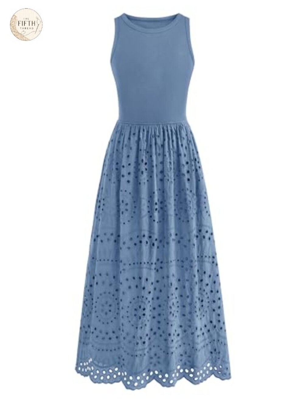 Sleeveless Eyelet Lace Tank Maxi Dress with Pockets Women's Boho